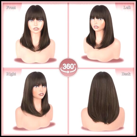 Synthetic Bob Wig with Bangs Heat Resistant Natural Looking Party Daily Wear main image 6